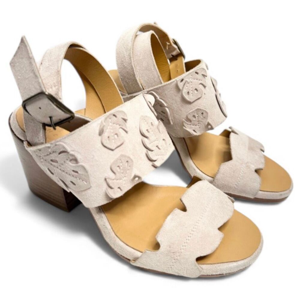 Sylven New York‎ Sandals Womens Size 5.5 Open Toe Suede Floral Appliqué Open Toe
